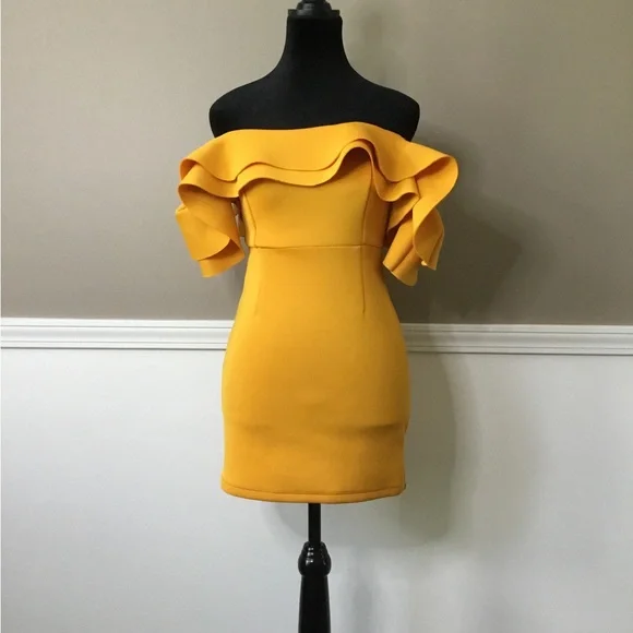 WinWin Strapless Mustard Dress - Picture 1 of 7